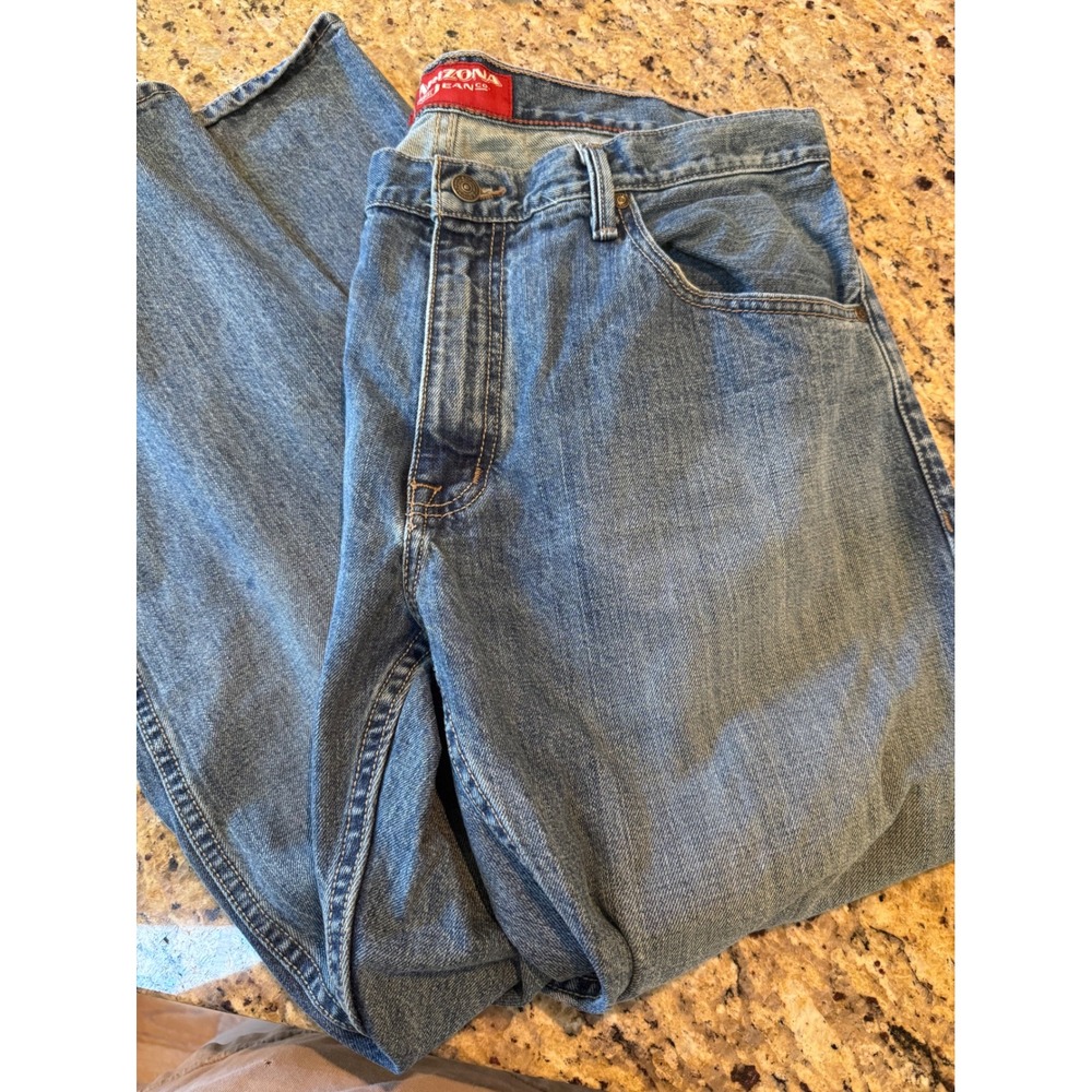 Arizona Jean Co Mens Blue Original Straight Leg Denim Jeans 36x30 Medium Wash